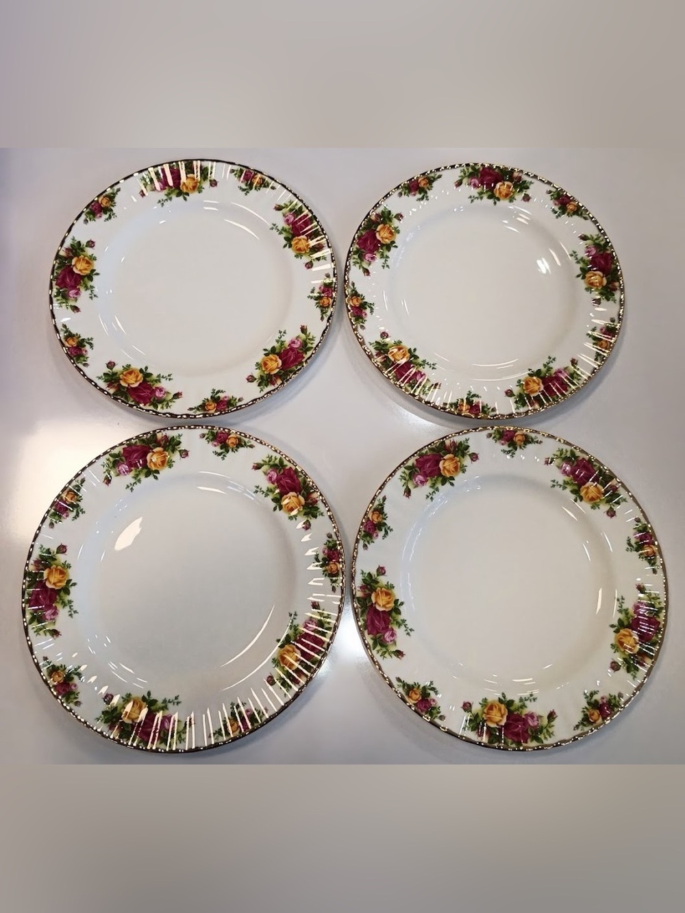 Royal Albert Old Country Roses Bone China Dinner Plate, 10.5", Set of 4, NEW